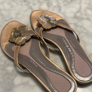 Anya Hindmarch Metallic Sandals with Floral Accent